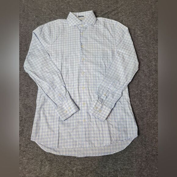 Suitsupply Men's M Button Down Shirt Egyptian Cotton Blue & White Gingham Plaid - Picture 1 of 10